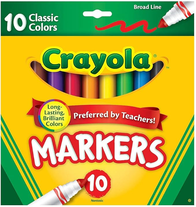 Crayola Broad Line Markers, Classic Colors 10 Each, 10 Count (Pack of 1) | Amazon (US)