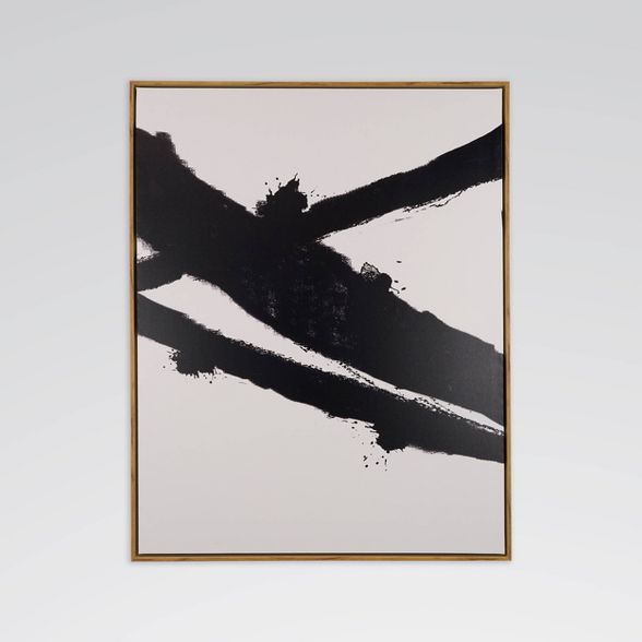 22.8" x 28.8" Abstract Brushstrokes Framed Printed Canvas Wall Art Black - Project 62™ | Target