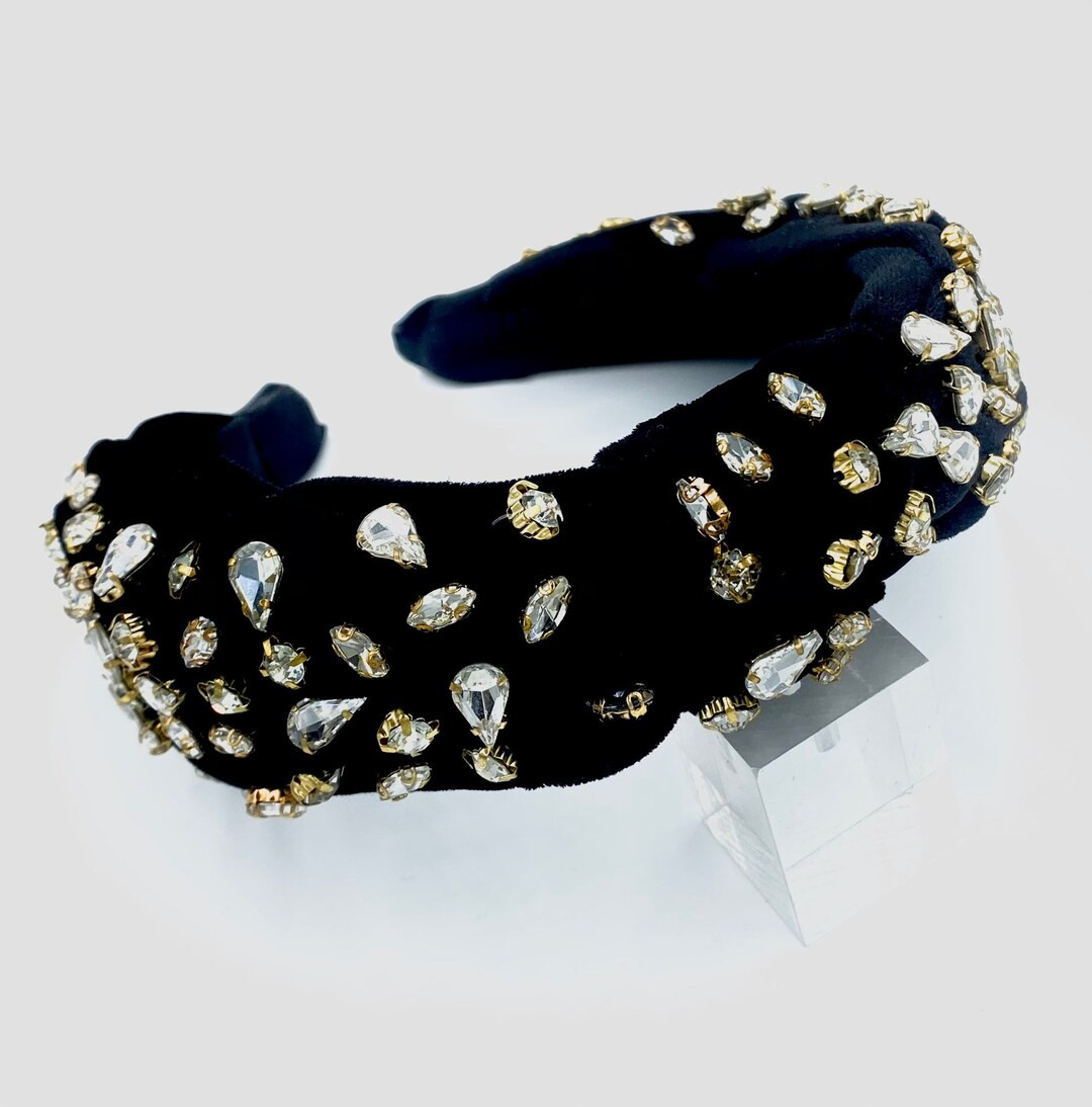 Black Velvet Bedazzled Headband - Etsy | Etsy (US)