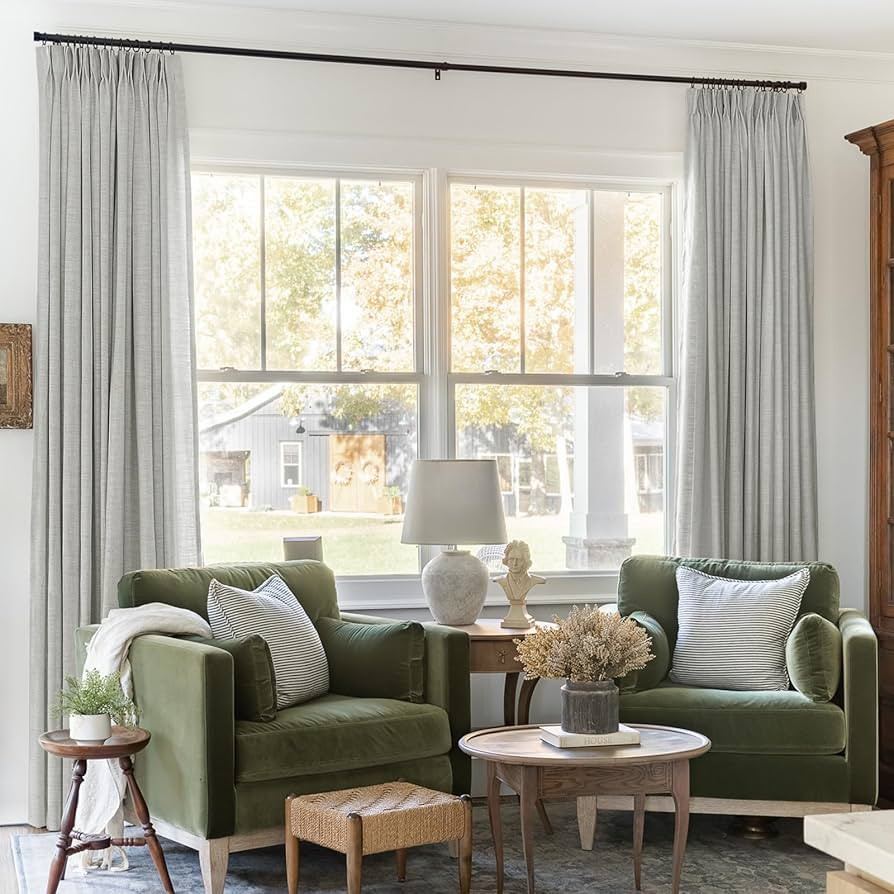 TWOPAGES 26 W x 96 L inch Pinch Pleat Unlined Darkening Drape Faux Linen Curtain Drapery Panel fo... | Amazon (US)