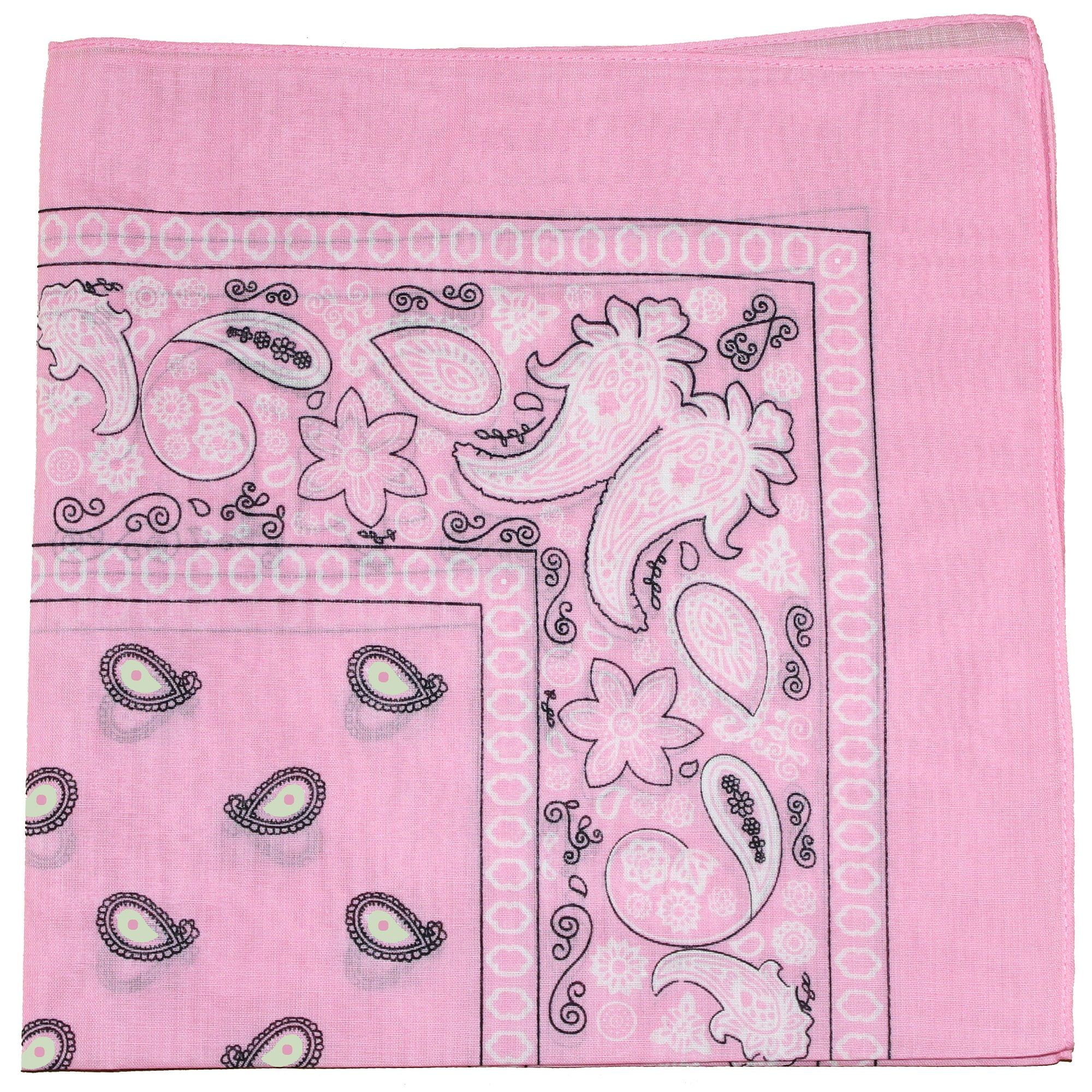 Paisley 100% Cotton Double Sided Bandana - 22 inches (Pink) | Walmart (US)