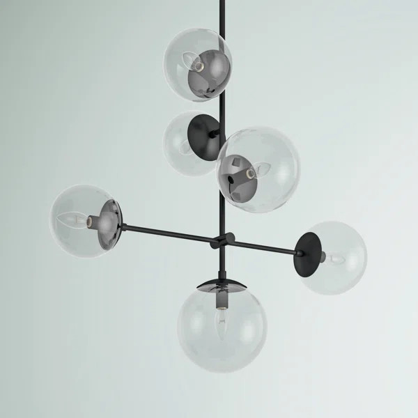 Arverne 6 - Light Sputnik Modern Linear Chandelier | Wayfair Professional