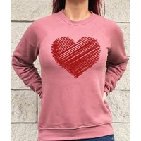 Valentines Red Heart Sweatshirt, Unisex Scribble Shirt, Tshirt, Day Love Cute Shirt Women Mauve Soft Sweatshirt | Etsy (US)