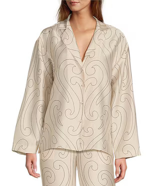 Antonio Melani x Elizabeth Damrich Dali Printed Satin Twill Point Collar Long Sleeve Button Down ... | Dillard's