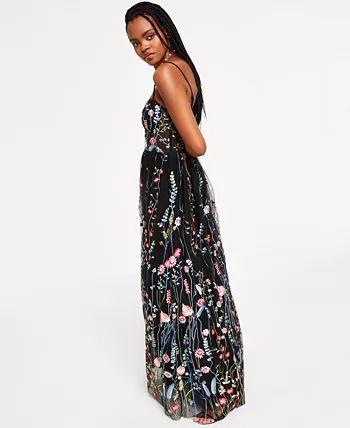 Juniors' Embroidered Illusion Corset Gown, Created for Macy's | Macys (US)