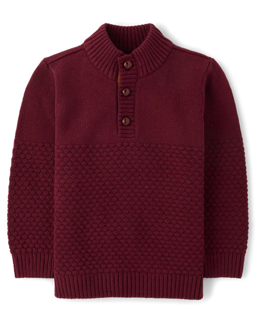 Boys Stitched Mock Neck Sweater - Little Essentials - Burgundy | Gymboree