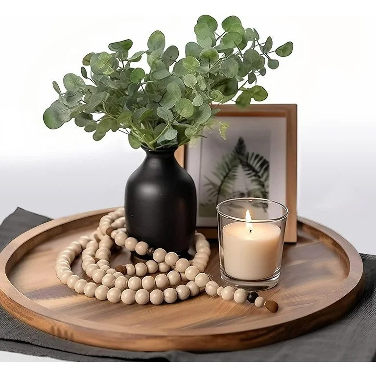 11.5 Inch Small Wood Round Decorative Tray for Home Decor, Coffee Table, Dining Table, Kitchen Is... | Walmart (US)