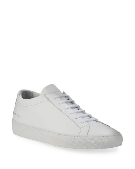 Common Projects Men's Achilles Leather Low-Top Sneakers, White | Neiman Marcus
