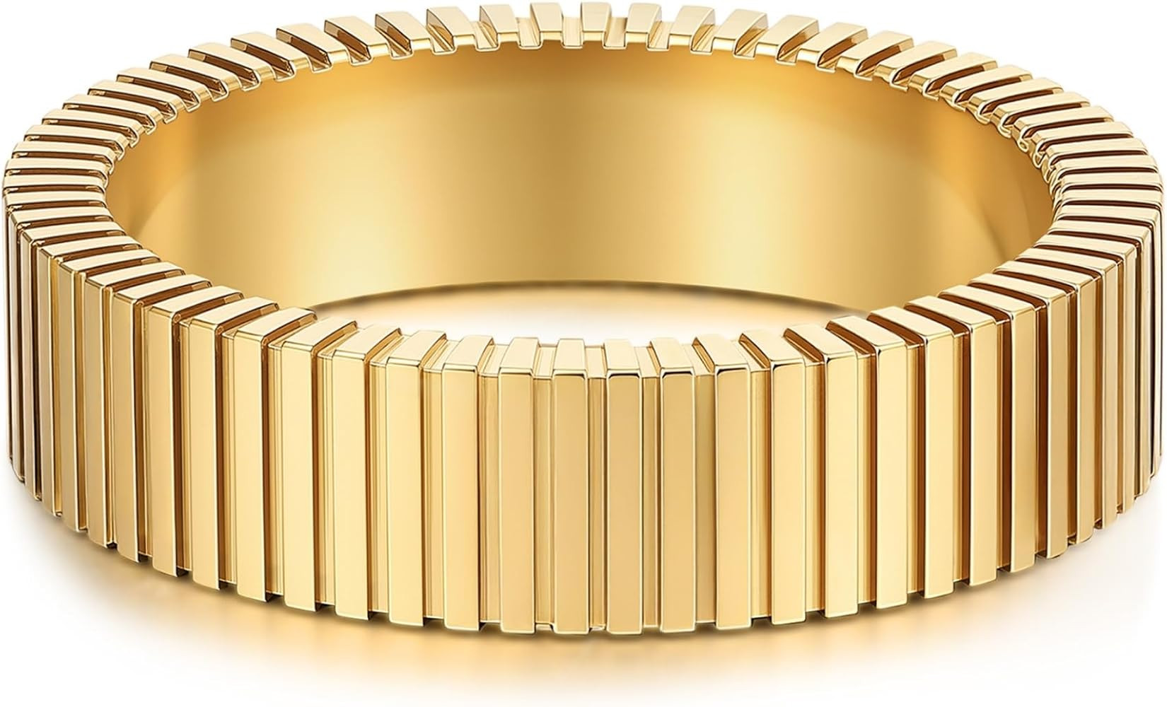 PDWZNBA Mothers Day Gifts for Mom Linear Stripe Textured Ring | 14K Gold-Plated Stainless Steel P... | Amazon (US)