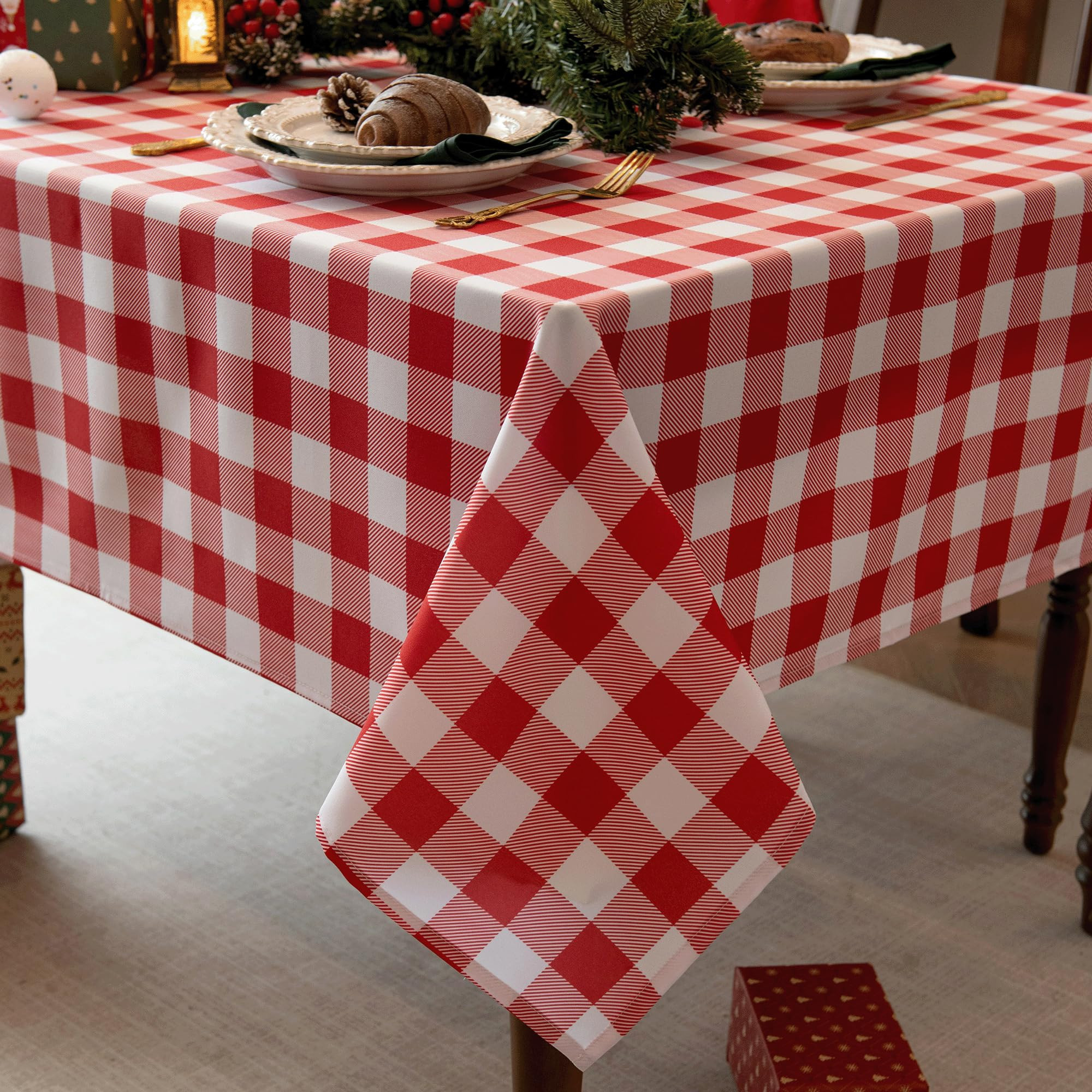 Waterproof Checkered Tablecloth Fabric - Rectangle 58x84 Inch Classic Gingham Buffalo Plaid Table... | Amazon (US)