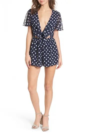 Women's Show Me Your Mumu Gia Tie Waist Romper, Size Medium - Blue | Nordstrom