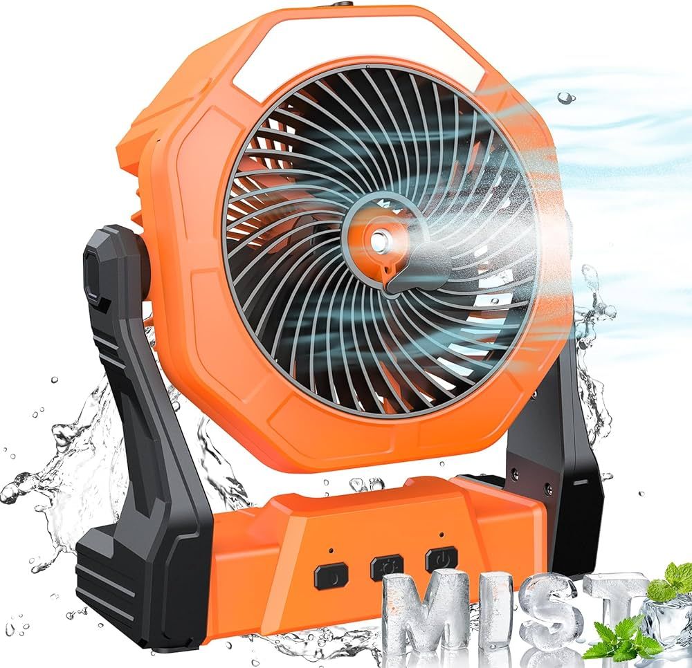 Portable Misting Fan, 8-Inch 10000mAh Rechargeable Battery Operated Fan, Personal Desk Fan with 2... | Amazon (US)