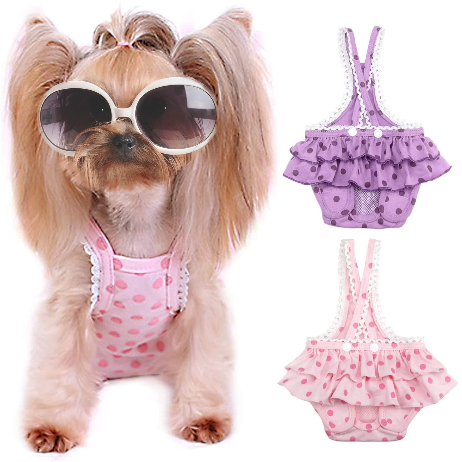 2 Pieces Washable Female Diapers with Suspender Comfort Reusable Doggy Diapers Reusable Puppy San... | Amazon (US)