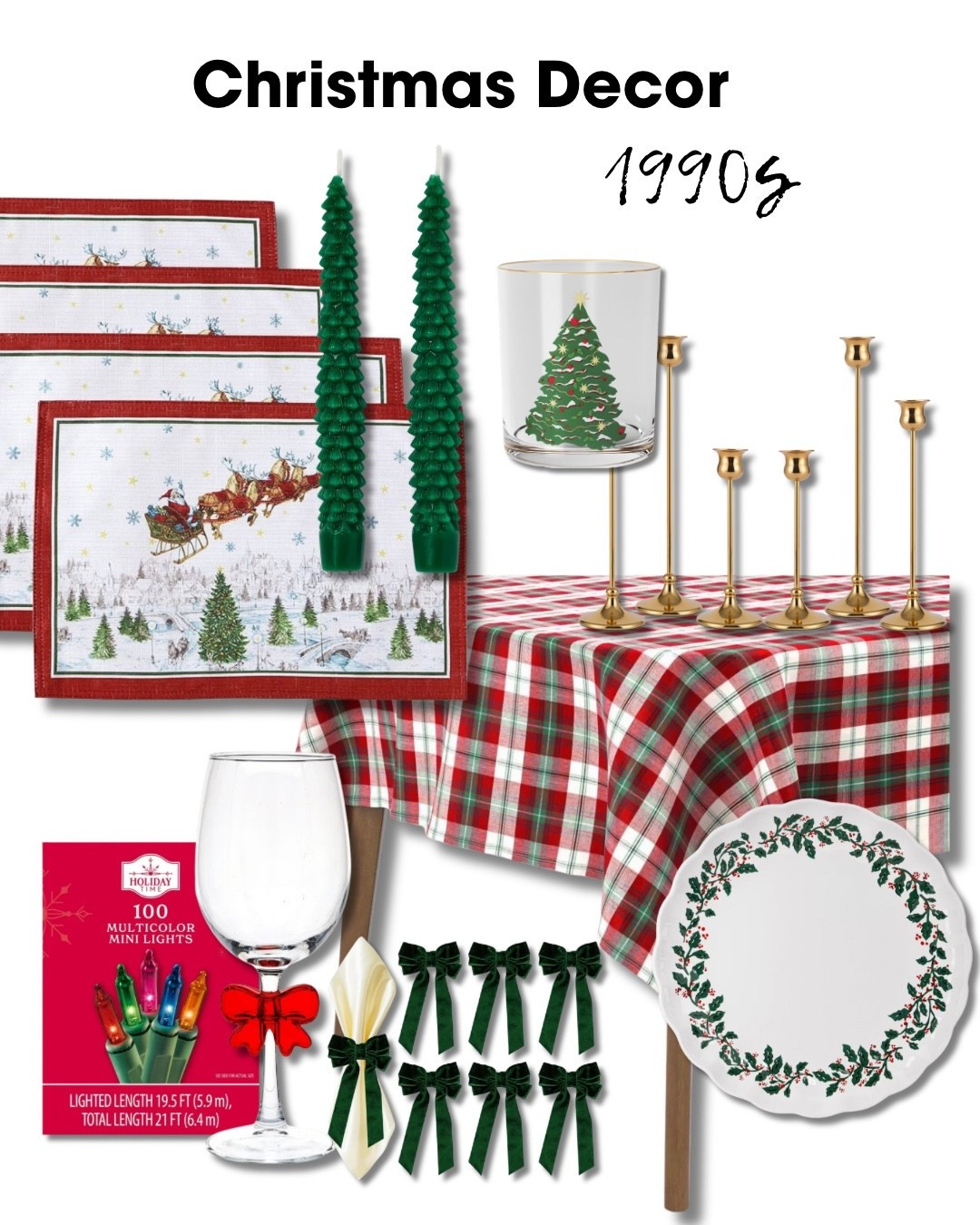 90s
Christmas
Holidays
Tacky Christmas
Plaid 
Christmas tree
Plates
Napkin rings
Bows
Candles
Placemats
Tablecloth
1990s
Multicolor lights
Santa
Decorations
Decor
Table
Tablescape
Dining  

#LTKHoliday #LTKHome #LTKGiftGuide