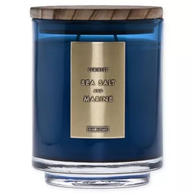 DW Home Sea Salt and Marine Wood-Accent 19 oz. Jar Candle in Blue | Bed Bath & Beyond | Bed Bath & Beyond