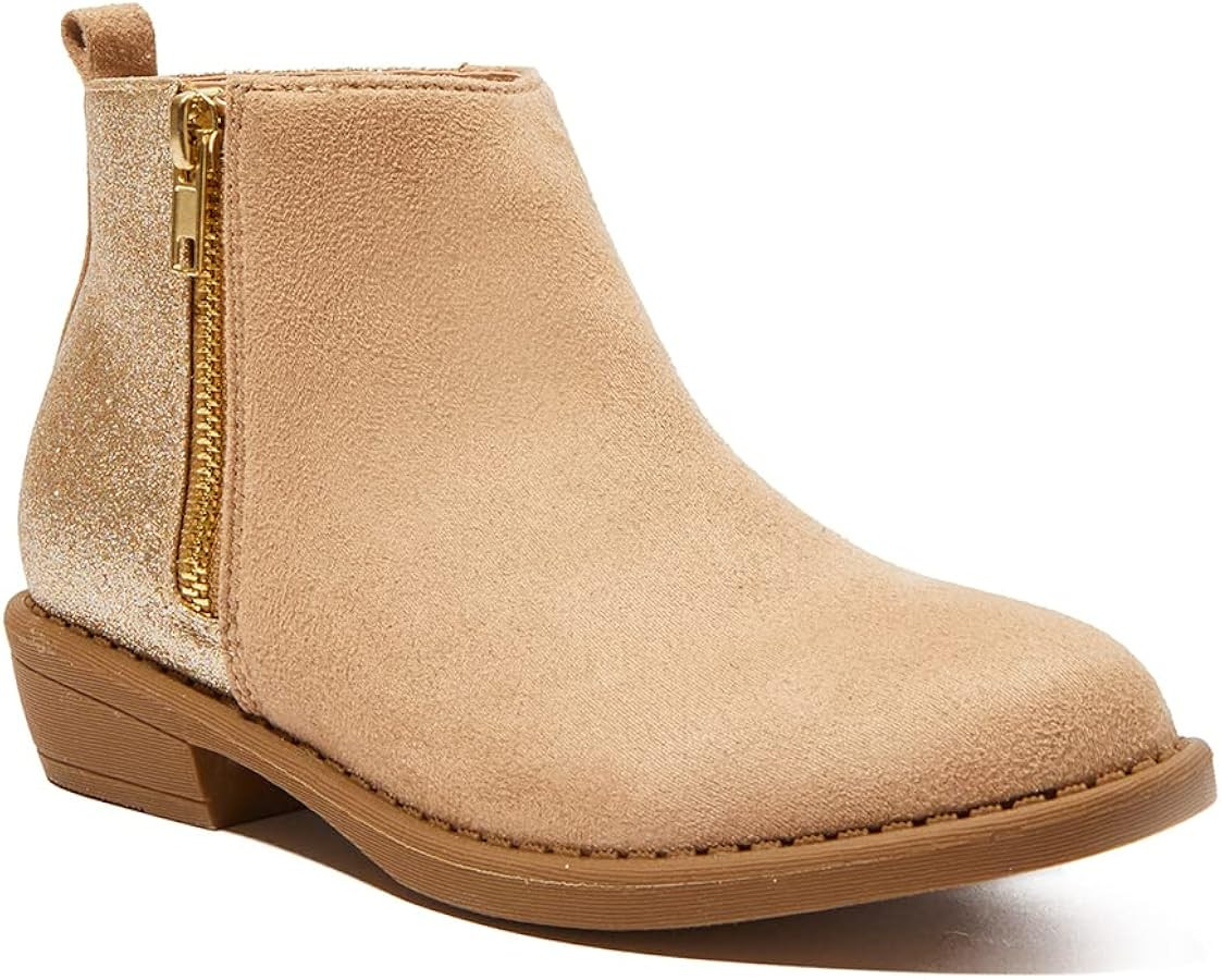 FabKids Girls Ankle Boots Short Booties Side Zipper Riding Boot Low Heels Dress Boot Shoes for Ki... | Amazon (US)