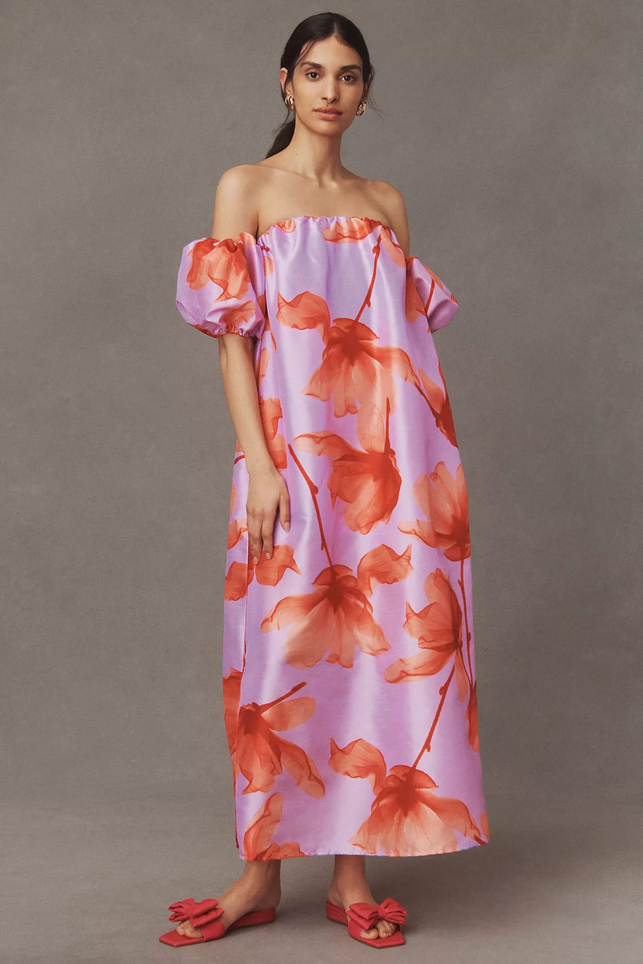 Hutch Shantung Off-The-Shoulder Maxi Dress | Anthropologie (US)