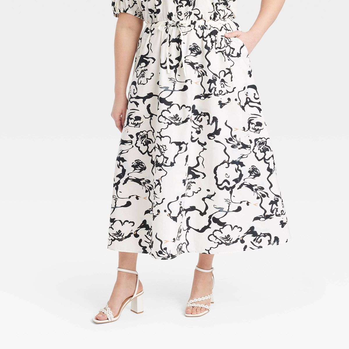 Women's Midi A-Line Slip Skirt - A New Day™ Floral 4X | Target