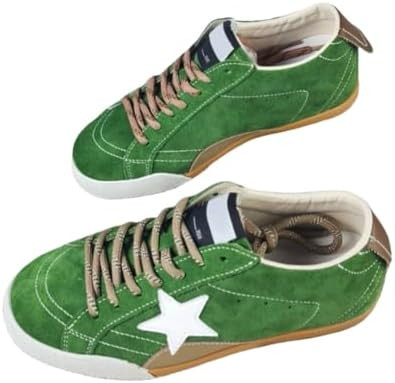 Women’s Fashion Star Leather Sneakers Lace Up Walking Tennis Running Shoes | Amazon (US)