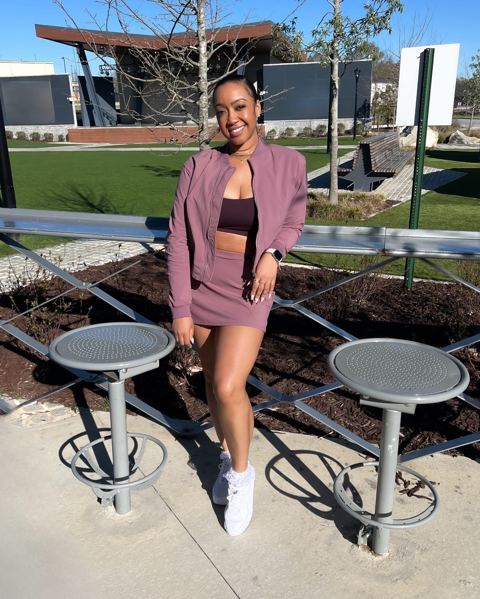 No one does athleisure quite like @fabletics. Friday is the first day of Spring, and the past couple days of Winter have said; tuh,  I’m stilll here. But thankfully I’ll still be ready when it arrives in one of my fav bomber jackets and this cute matching bra and skirt! Wearing a Large in all and they run TTS. #FableticsPartner 

Be sure to check out http://fabletics.com/MoveInFabletics to access VIP Membership!