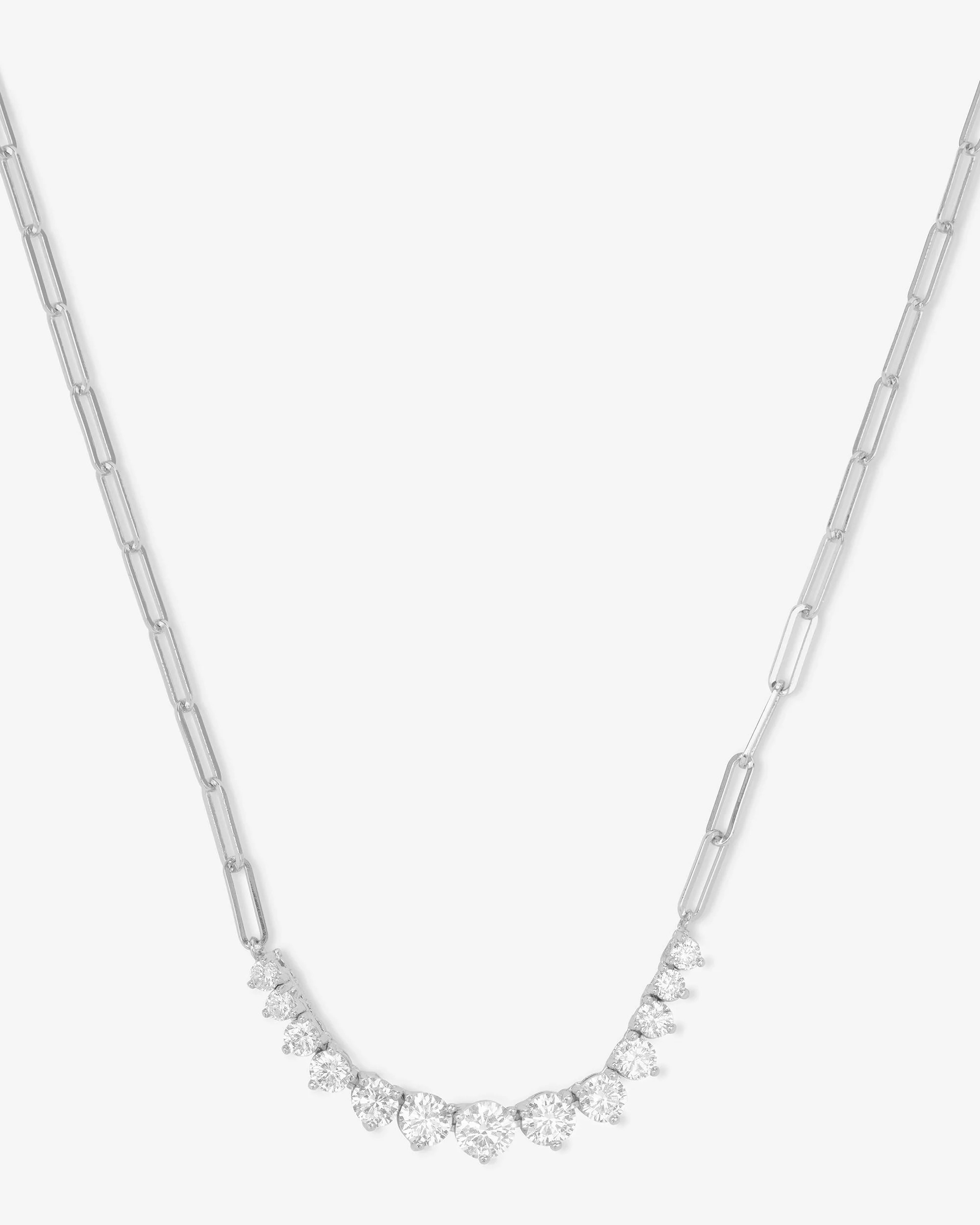 Not Your Basic Graduated Samantha Tennis Necklace - Silver|White Diamondettes | Melinda Maria Jewelry