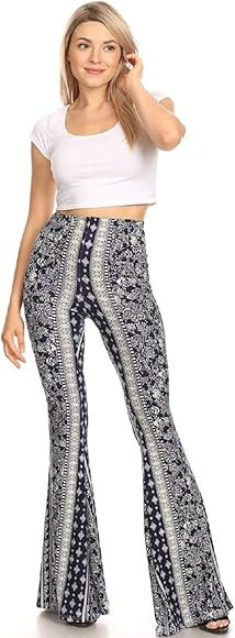 SWEETKIE Boho Flare Pants, Elastic Waist, Wide Leg Pants for Women, Solid & Printed, Stretchy and... | Amazon (US)