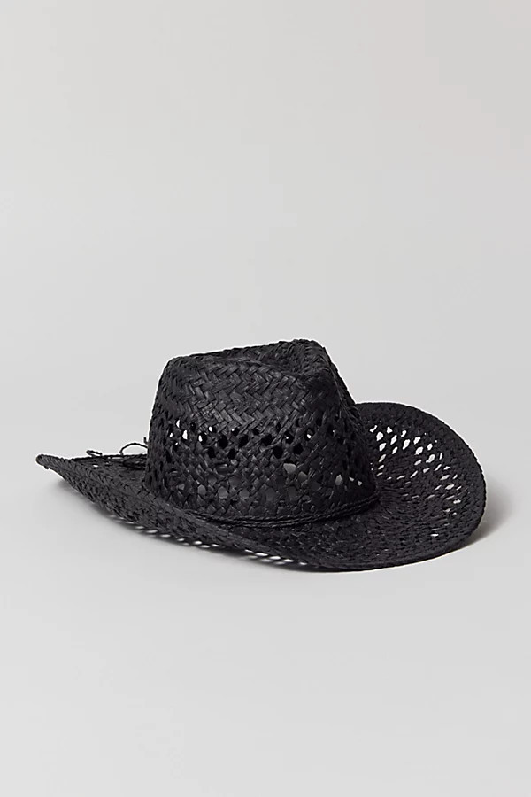 Dakota Straw Cowboy Hat in Black, Women's at Urban Outfitters | Urban Outfitters (US and RoW)