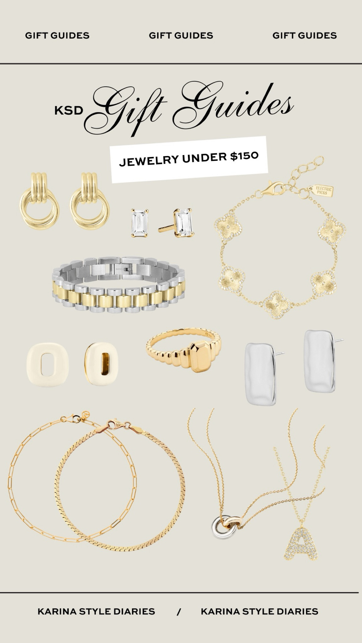 Jewelry is a holiday gifting staple, and for good reason! 🙌🏽 Whether it’s a necklace, bracelet, or some shiny earrings, these picks are all highly special (while maintaining an approachable price point.) Quality jewelry doesn’t have to cost an arm and a leg, and these finds prove it. Classic, dainty, and elevated, these jewelry pieces would work for a variety of styles and age ranges. Plus, their simple designs ensure that they will age gracefully. You can use code Karina20 for a discount at Electric Picks! 

#LTKHoliday #LTKSeasonal #LTKGiftGuide