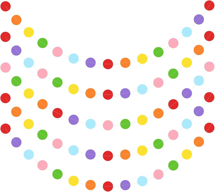 65.6 Feet Colorful Circle String, Colored Dot Door Window Streamers Paper Garland, Candy Backdrop... | Amazon (US)