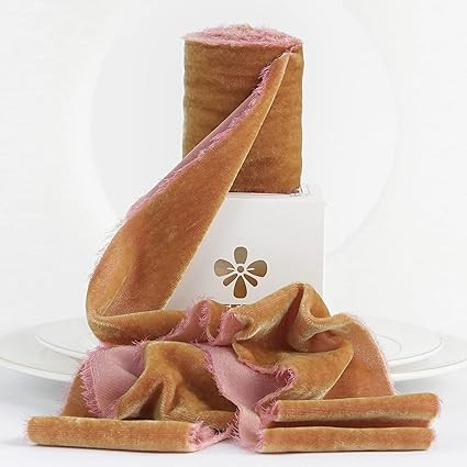 Amazon.com: MEEDEE Cinnamon Velvet Ribbon 3 Inch Fall Wedding Ribbon Copper Penny Velvet Ribbon F... | Amazon (US)