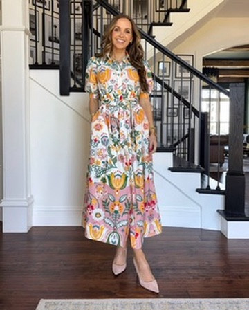 chinese dress ladies Alexa Maxi Shirt Dress-Multi, Enchanting Vine