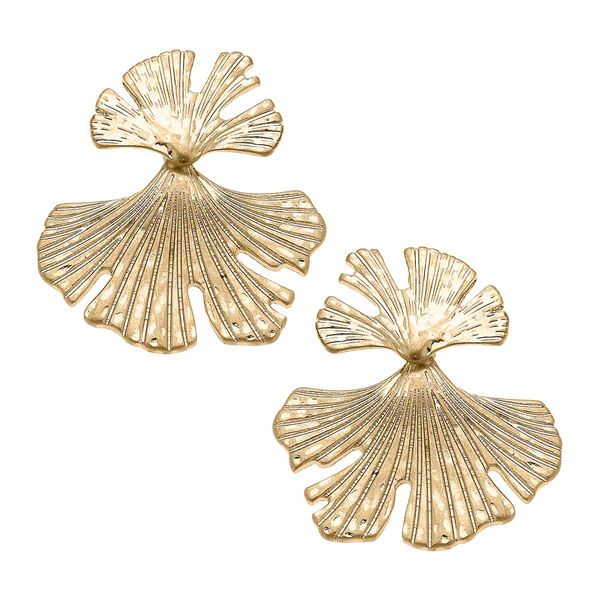 Colette Ginkgo Drop Earrings in Worn Gold | CANVAS