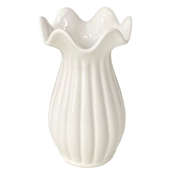 Shop all  Willow Crossley




White Ribbed Pie Crust Rim Ceramic Vase, 10"








	
		
		
			
	... | At Home