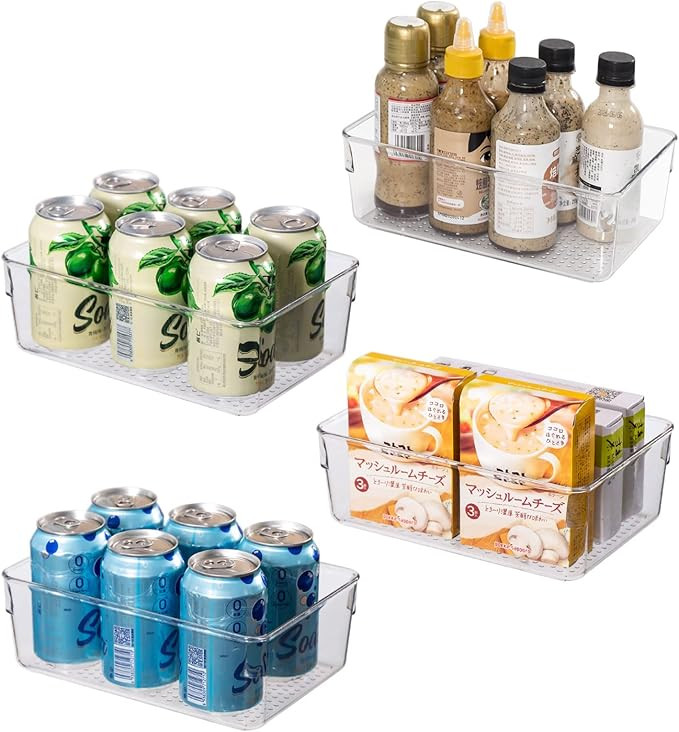 Ettori Fridge Organizer 4Pcs Refrigerator Organizer Bins Clear Plastic Storage Bins for Freezer, ... | Amazon (US)