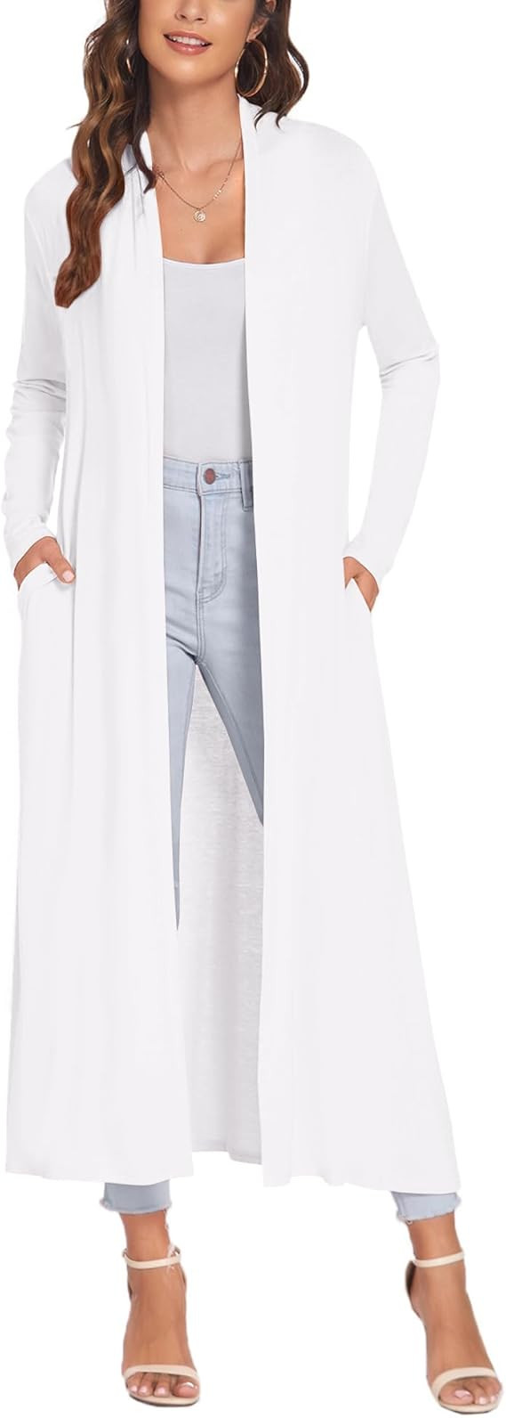 Bluetime Women Floor Length Open Front Cardigan Lightweight Long Sleeve Maxi Duster with Pockets ... | Amazon (US)
