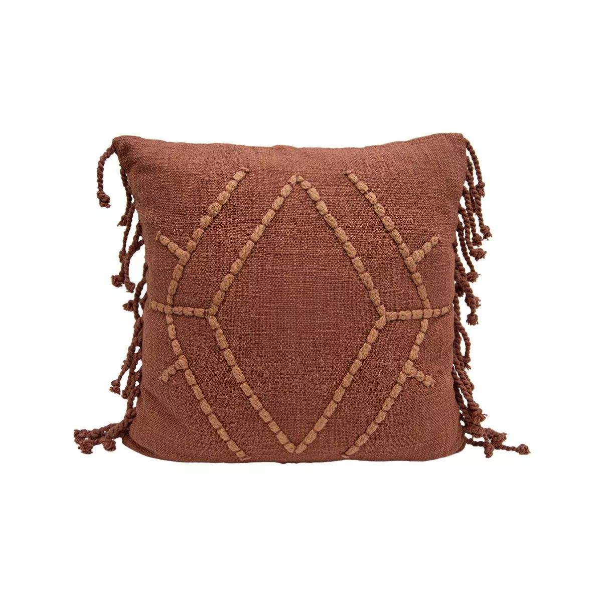 18x18 Inches Hand Woven Rust Cotton with Polyester Fill Pillow - Foreside Home & Garden | Target