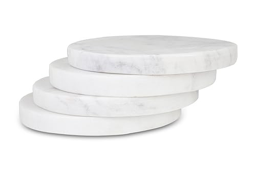 Repan White Marble Round Coasters, Set of 4 Drink Coasters for Coffee Table and Home Decor | Amazon (US)