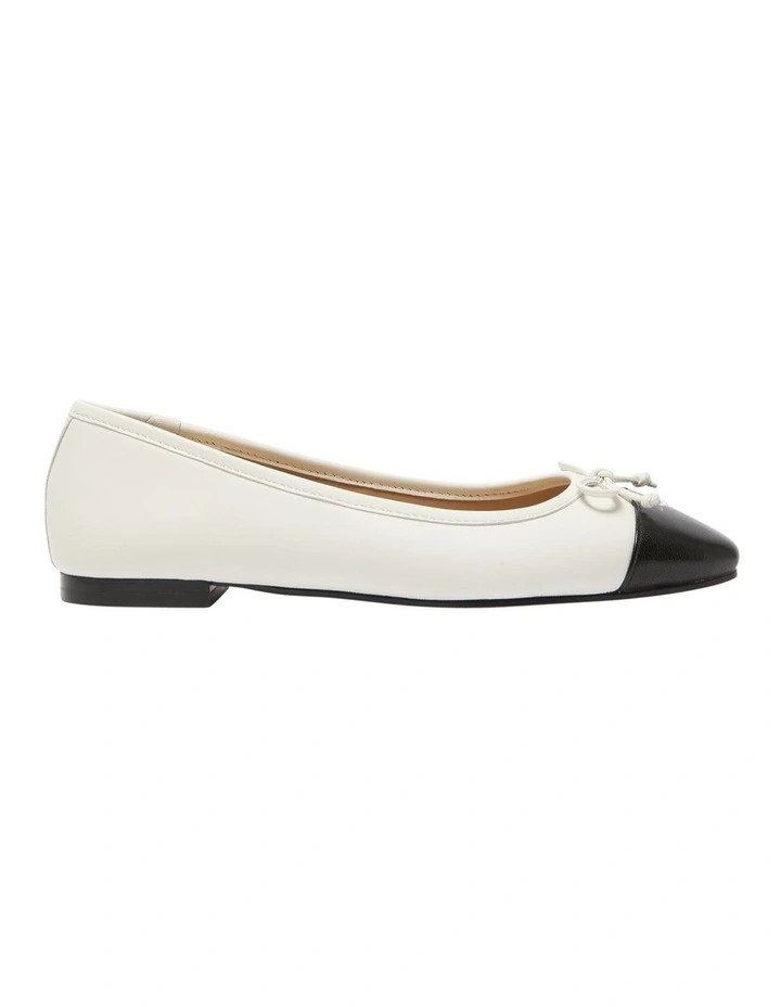 Trella Ballet Flats in Black/White Leather | Myer