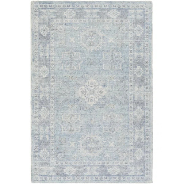 Luther Oriental Hand-Tufted Denim/Sky Blue Area Rug | Wayfair North America