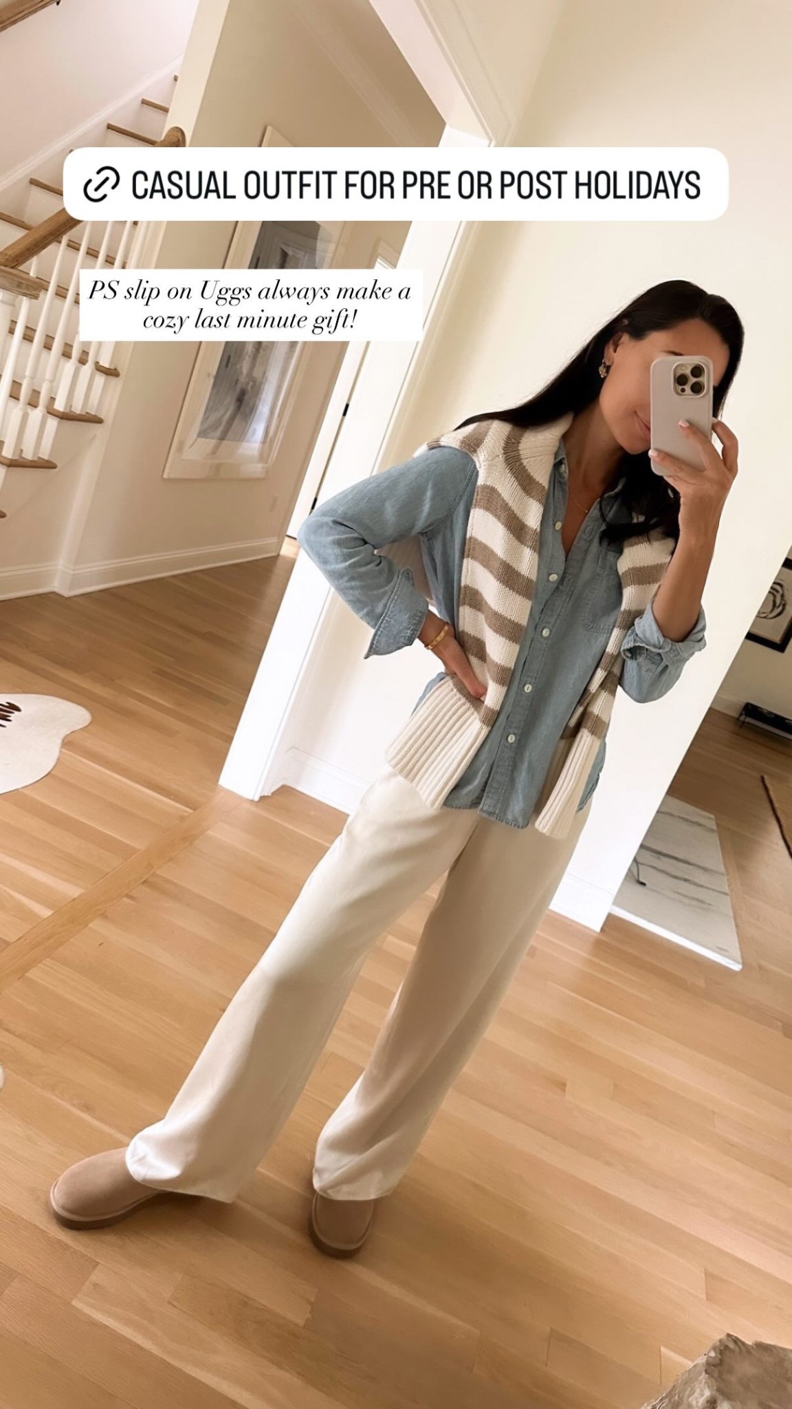 PS slip on Uggs always make a cozy last minute gift! Christmas gift, easy everyday outfit, casual style, silk pants.

#LTKGiftGuide #LTKootd #LTKSeasonal