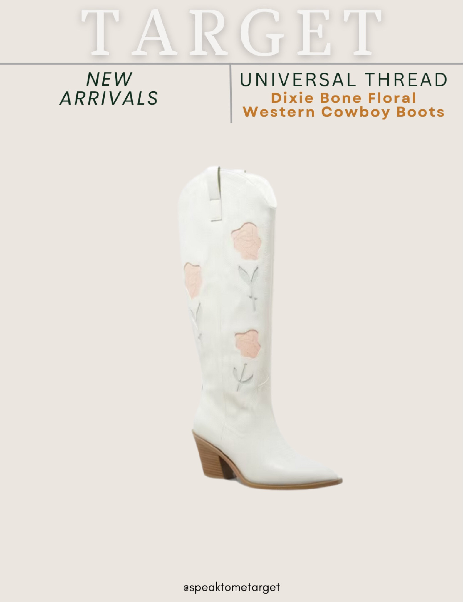New at Target! Universal Thread Dixie bone floral western cowboy boots 

#LTKShoeCrush #LTKFindsUnder50 #LTKStyleTip