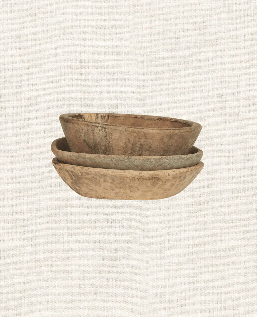 Olive Ateliers Vintage Wood Bowl - Bleached from India | Olive Ateliers