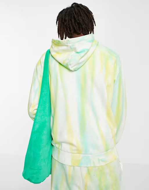 COLLUSION Unisex - Felpa con cappuccio tie-dye verde con ricamo in coordinato | ASOS (Global)