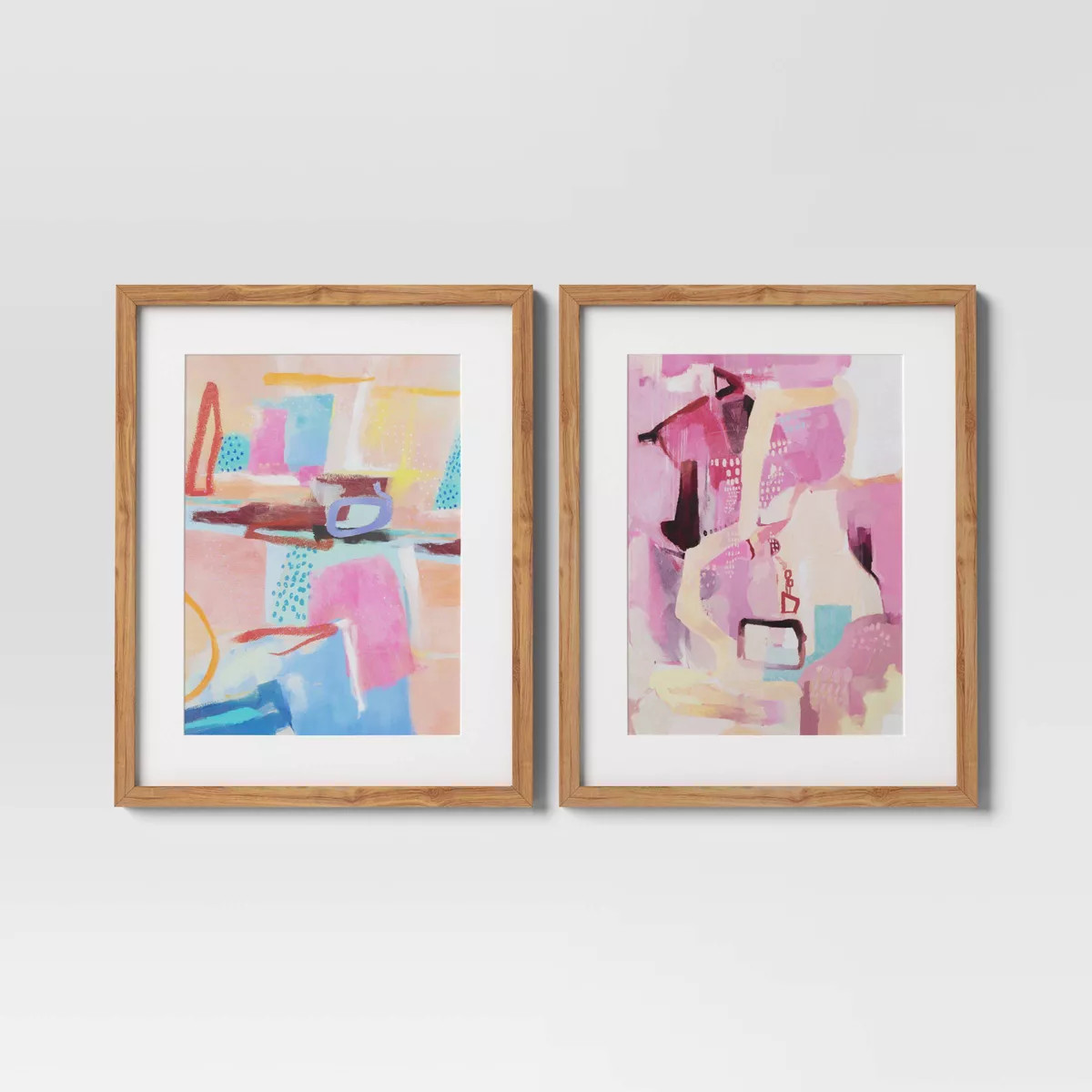(Set of 2) 16" x 20" Painterly Collage Framed Under Glass Wall Art Prints  - Threshold™: Modern... | Target