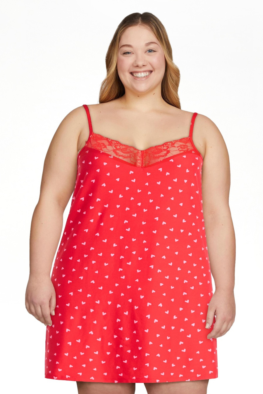 Joyspun Women’s Dreamy Soft Collection Lace Front Knit Chemise, Sizes XS to 3X | Walmart (US)