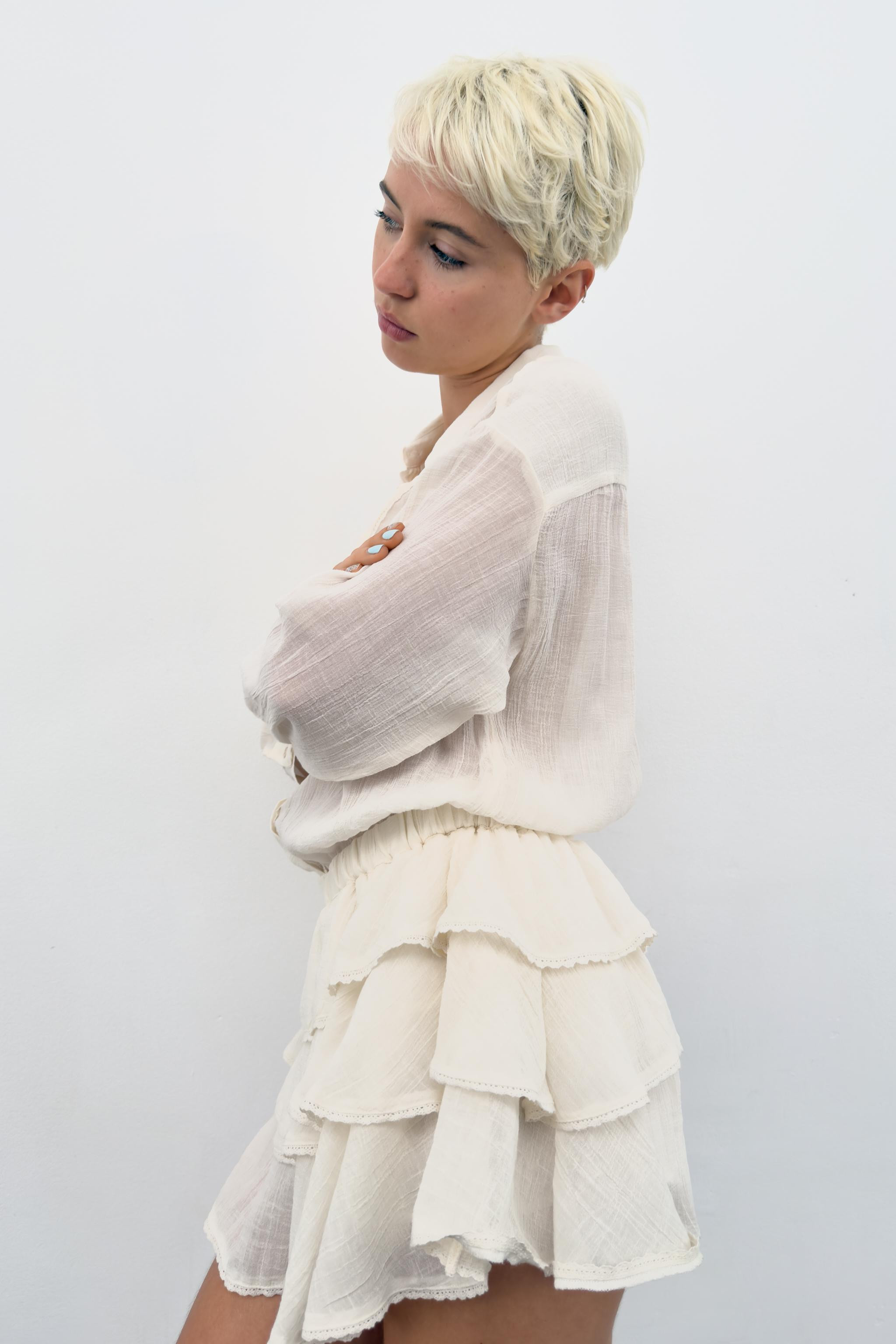 ROBE COMBINAISON EN GAZE À VOLANTS | Zara US