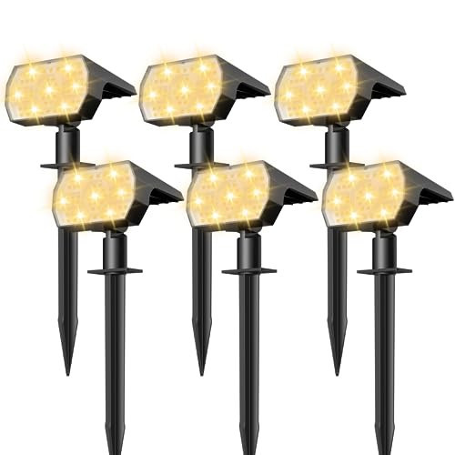 NYMPHY Solar Lights Outdoor Waterproof IP68, 56 LED 3 Lighting Modes Solar Powered Garden Yard Spot Solar Lights for Christmas Outside Landscape- 6 Pack (Warm White) | Amazon (US)