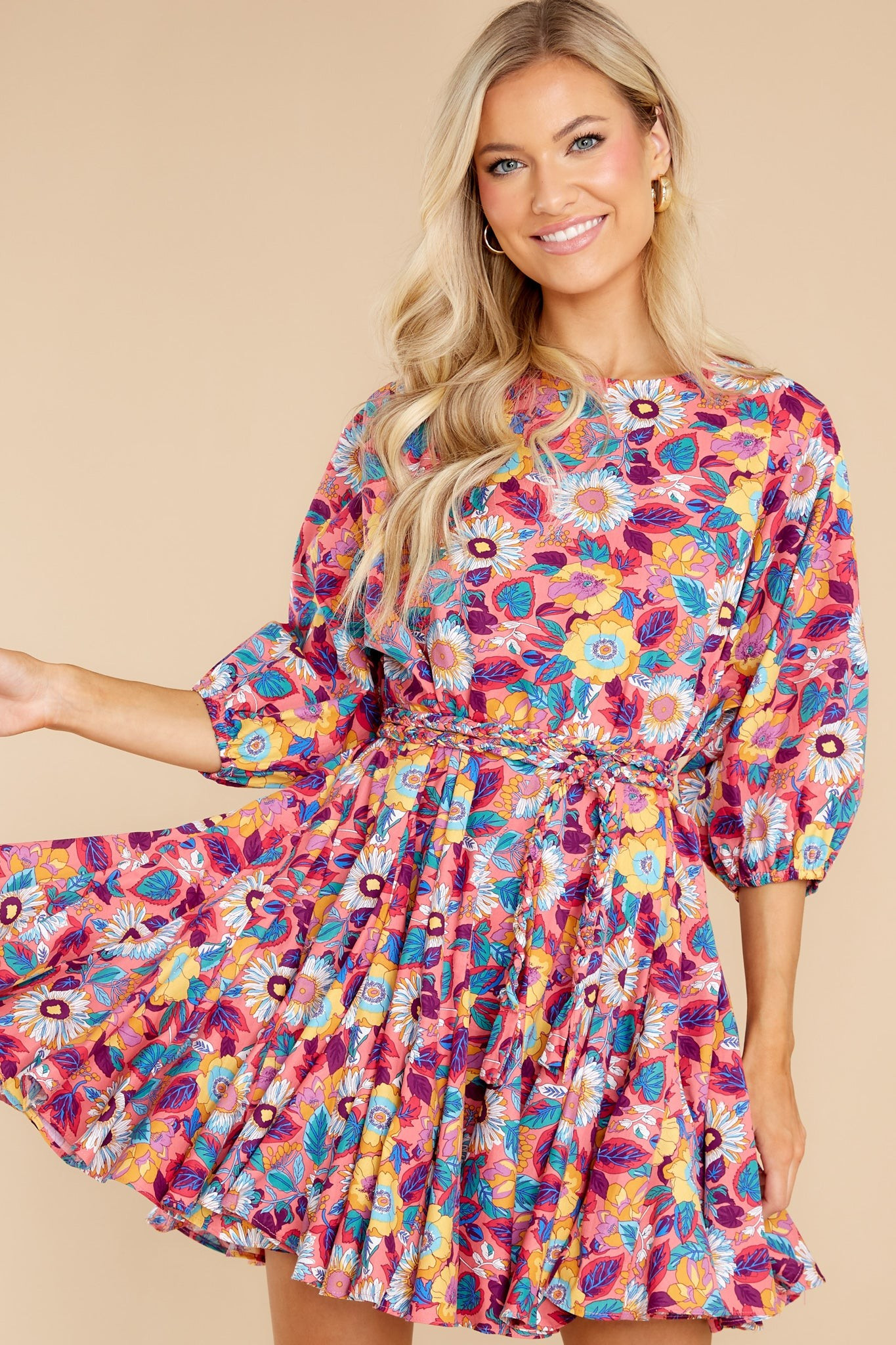 Bring Me Wildflowers Pink Floral Print Dress | Red Dress 