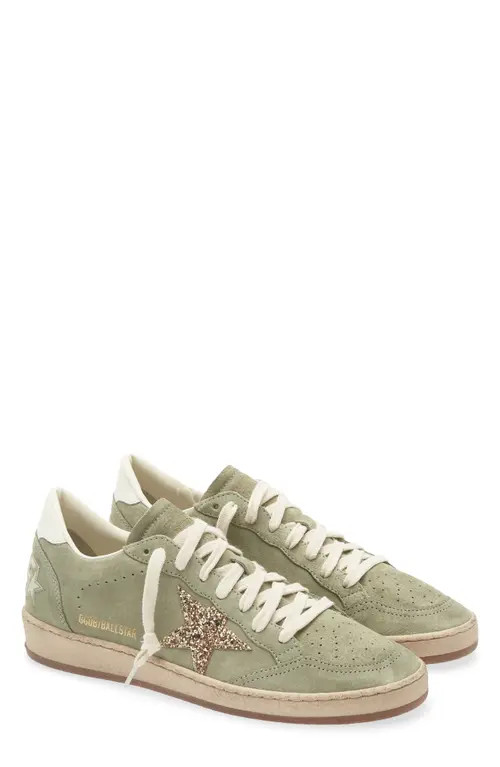 Golden Goose Ball Star Glitter Low Top Sneaker in Sage/gold/cream at Nordstrom, Size 37 | Nordstrom
