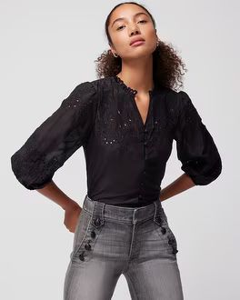 Embroidered Voile Blouse | White House Black Market